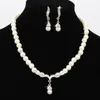 Ensembles de bijoux de mariage 3 pièces ensemble femmes mariée élégante fête collier de perles boucles d'oreilles ensemble mode 231025