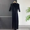 Maje v-neck solid color temperament slim knit dress