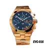 Wristwatches Overseas Perpetual Calendar Ultra-Thin 4300V Automatic Mens Watch Phase Moon Rose Gold Blue Dial Steel Bracelet 2023 Top Brand
