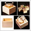 Weingläser Holzbecher Japanische Box Masu Hinoki Holz Zypresse Saki Becherhalter Kleiner Kuchenbehälter für Küchenglaswaren