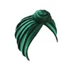 Bérets élégant tourbillon bonnet bohème chapeau style national turban vert