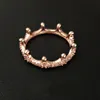 Whole-Fashion 18k Rose Gold Crown RING Set Original Box for 925 Silver CZ Diamond Women Wedding Rings3008