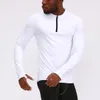 Lu Men Yoga Outfit Sports Långärmad T-shirt Mens Sport Style Collar Button Shirt Training Fitness Clothes Training Elastic Quick Dry Wear 201