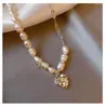 Подвесные ожерелья винтажные модные искусственные жемчужные ожерелье Женское темперамент Элегантный сердечный лоскут для вечеринки ювелирные украшения