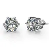 Klassieke 0,3/0,5/1/1,5/2 karaat d Vvs Gra gecertificeerde Moissanite zes Prong 925 sterling zilveren Stud voor