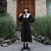 Casual Dresses Women Long Sleeve Dress Elegant Sailor Collar Button Mid-Calf Japanese Style A-Line Fashion Students Ulzzang Womens Chic