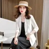 Costumes pour femmes élégant blanc demi-manches formelles blazers vestes manteau pour femmes affaires vêtements de travail été professionnel vêtements d'extérieur hauts Blaser