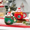 Tazze Simpatico Babbo Natale Tazza in ceramica Borsa creativa Fu Mug Net Rosso Cartoon Acqua con coperchio Coppia maschile e femminile