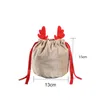 Emballage cadeau Sacs de bois de Noël Rouge Santa Claus Velvet Draw String Sacs de bonbons Sacs d'emballage cadeau Drop Décoration Navidad 231027