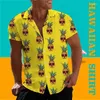 Camicie casual da uomo Camicia estiva Teschio hawaiano Ananas Stampe grafiche Manica corta Abbigliamento con stampa abbottonata