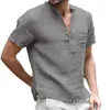 Мужские повседневные рубашки 2023, летняя футболка с короткими рукавами, хлопковая и льняная рубашка со светодиодной подсветкой, мужской дышащий топ