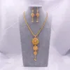 Ensembles de bijoux 18K éthiopien or Arabia collier pendentif boucle d'oreille pour femmes indien dubaï fête de mariage africaine cadeaux de mariée set296S