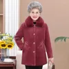 Kvinnors päls mormor bär bomullsupptagd kappa medelålders äldre mamma vinterkläder kvinnor parkor tjock varm sammet quiltad jacka outwear