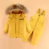 Manteau en duvet pour enfants, combinaison pour enfants en bas âge, fille et garçon, 2 pièces, tenue d'hiver, costume chaud, salopette pour bébé, ensembles de vêtements ssdrtyt 231026