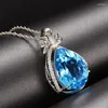 Kolye Kolyeler Modaya uygun Chokers Kolye Gül Altın / Gümüş Renk Mavi Kristal Waterdrop Basit Parti Takı Kadın Hediye Drop