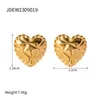 Conjunto de pendientes y collar de acero inoxidable sin deslustre, chapado en oro de 18 quilates, forma rómbica, pendiente/anillo inspirado en el corazón del amor, oreja de fiesta para mujer