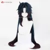 Catsuit-kostuums Hoge kwaliteit Honkai: Star Rail Blade Cosplay 90cm Blauw Gradiënt Rood Oorbel Hittebestendig haar Cos Anime Pruiken + Pruikkap