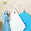 Hooks ECOCO 8PCS Silver Reusable Transparent Strong Self Adhesive Door Wall Hangers Rack For Kitchen Bathroom