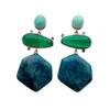 Dangle Earrings KKGEM Blue Apatite Green Amazonite 28x30mm Hexagon Shape Agate Stud Gemstone