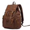 Backpack Vintage Unisex Casual Leather Canvas Rucksack Bookbag Satchel Hiking Travel Outdoor Shouder Bag For Men Women