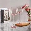 Óculos de vinho luz luxo boca inclinada nordic cristal vidro flamingo rosa taça cocktail uva champanhe drinkware