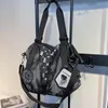 Ny kvinnors denim bindande färgade trasiga pärlor handväska mode axelväska stor kapacitet crossbody väska rese fitness väska