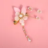 Grampos de cabelo 2 peças vintage antigo rosa flor hanfu noiva joias de casamento clipe feito à mão