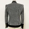 Kurtki damskie High Street Baroque Designer Jacket Damskie kołnierz szal Shimmer Houndstooth Tweed Jacket 231026