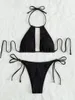 Vrouwen Badmode Gesmokt Halter Tie Side Bikini Badpak Vrouwen Tweedelige 2023 Set Zomer Strand Badpak Biquini