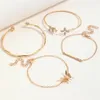 Charm Bracelets Vintage Gold Color Cuff Bracelet Set of 4 Stainless Steel Butterfly Combination Fashion Elegant Jewelry Gifts 231027