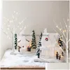 Décorations de Noël Bouleau éclairé pour la décoration intérieure Blanc Mini arbres artificiels de table à piles avec lumières Dro Dhgbn