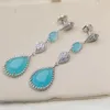 Pendientes de tuerca para mujer, joyería de tendencia navideña, gotas de piedra de colores dulces, accesorios largos y exquisitos para fiesta europea