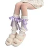 Женские носки с оборками и бантом Sweet JK, вязаный чехол в японском стиле, шерстяные балетки Лолиты, уличная одежда