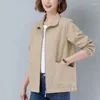 Casacos de Trench Femininos Mulheres de Meia Idade Casaco Jaqueta Dupla Camada Forrada Casual Curto 2023 Primavera Outono Solto Grande Tamanho Windbreaker