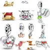 Ciondoli Pandora in argento sterling 925, perline, bracciale, gioielli con pendente a forma di mini orso e maiale