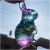 Arts And Crafts Gift Natural Fluorite Carving Crystal Rabbit Quartz Animal Lovely Figurine Mineral Stone Reiki Healing Energy Home D Dhu6I