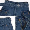 Rokken Denim Rok Vrouwen Blauw Slanke Sexy Riem Tie Elastische Broek Preppy Stijl E-girl Koreaanse Mode Tooling Zomer Groothandel