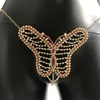 Stonefans Sexy Vrouw Vlinder Slipje Ondergoed Bling Crystal Rhinestone Bikini Thong Taille Buik Keten Lichaam Jewelry327r