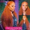 Synthetic Wigs Orange Ginger Human Hair Deep Wave 13x6 Hd Lace Frontal Wig 13x4 Water Front Colored Curly For Black Women 231027