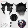 Catsuit-kostuums Genshin Impact Fontaine Wriothesley Cosplay 30 cm Zwart Gradiënt Grijs Hittebestendige Synthetische Pruiken Feest + Pruikkapje