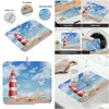 Mats Pads Table Sea Beach Lighthouse Dish Drying Mat For Kitchen Counter Sink Quick Drain Fashion Printed Home Placemat Drop Deliv Dh1Bl