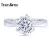 Transgems 2 ct ct 8mm Engagement Wedding Moissanite Ring Lab Grown Diamond Ring For Women in in 925 Sterling Silver For Women Y200276u