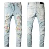 جديد أزياء رجال Ripper Robin Jeans Denim Long Pants Skinny Fit Slim Stretch Rister Jean Patchwork Embroged Approuged Top Size 28-40