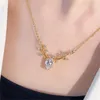 Pendant Necklaces 1Pcs Crystal Elk Necklace Delicate Gold Color Rhinestone Deer Ear Clavicle Chain For Women Girls Birthday Christmas Gift