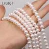 Pierres précieuses en vrac LVQIQI perle d'eau douce naturelle perlée perles de poinçon rondes de haute qualité pour fabriquer des bijoux accessoires de collier de bracelet à bricoler soi-même