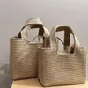 Designer Bag Paulass 1Biza Loewees Stor storlek Tote 2023 Ny tote halmväv med hög kapacitet Lafit gräs shoppingväska semester strand tote kvinnor 31 cm