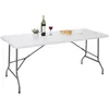 Camp Furniture SKONYON Folding Utility Table 6ft Fold-in-Half Portable Plastic Picnic Party Dining White Mesa Plegable Outdoor Camping