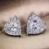 Luxury Jewelry Girl Pear Cut White Topaz CZ Diamond Simple Fine Party Women Wedding Heart Stud Earring Gift