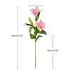 Wholesales 3 Heads Artificial Silk Lily Single Branch Long Stem White Lily Bunch Fabric Lily Flowers Home Table Centerpieces Arrangement Wedding DIY Decoration