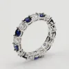 Cała mnóstwo giełdowej biżuterii mody Real 925 Srebrny Blue Sapphire Cz Diamond Stack Wedding Pierścień do WO288B